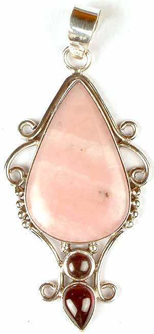 Pink Opal Pendant with Garnet