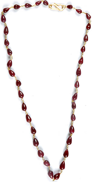 Plain Ruby Drop Beaded Necklace