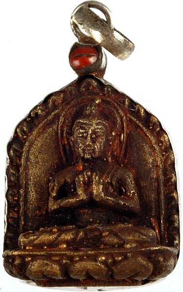 Preaching Buddha Antiquated Pendant with Coral