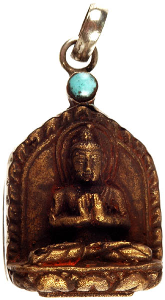 Preaching Buddha Antiquated Pendant with Turquoise