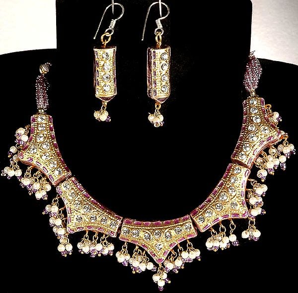 Purple Mughal Necklace and Earrings