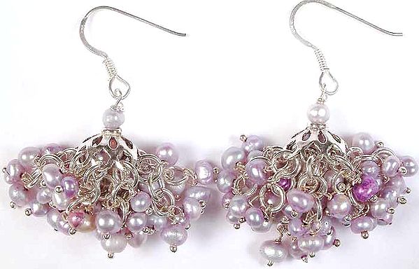 Purple Pearl Bunch Earrings
