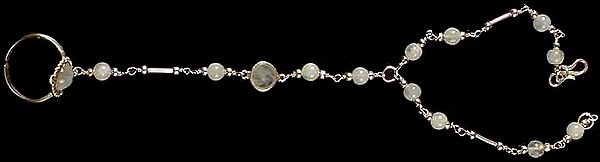 Rainbow Moonstone Bracelet With Attached Ring