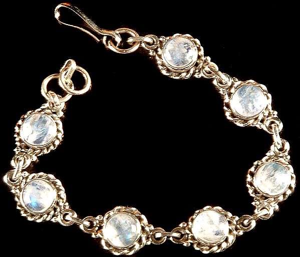 Rainbow Moonstone Bracelet with Knotted Rope