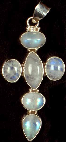 Rainbow Moonstone Cross