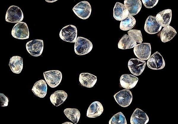 Rainbow Moonstone Heart-Shaped Gemstones (Price Per 3 Pieces)