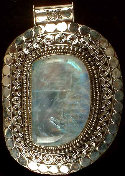 Rainbow Moonstone Pendant with Spirals