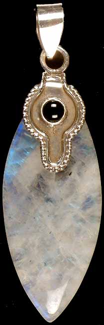 Rainbow Moonstone Pointed Oval with Black Onyx