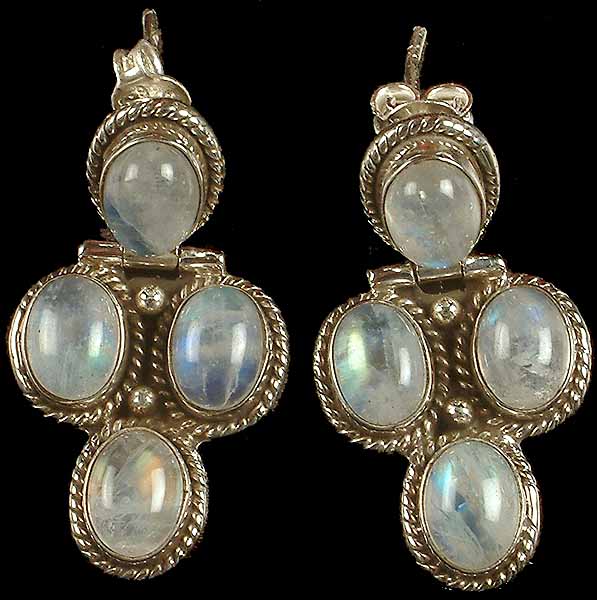 Rainbow Moonstone Post Earrings