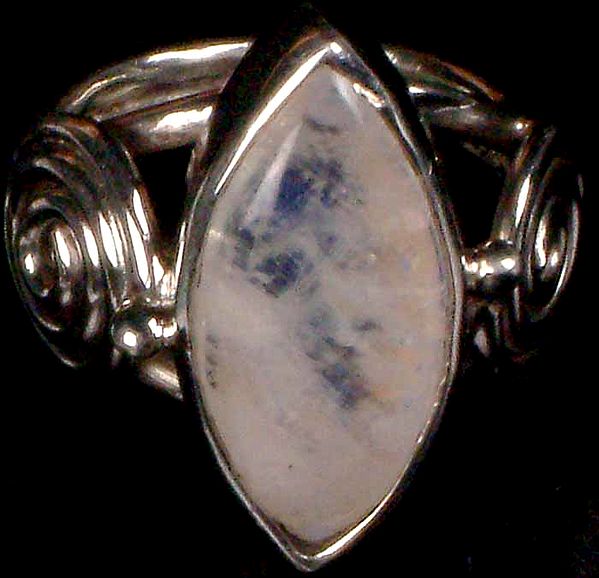 Rainbow Moonstone Ring with Spiral