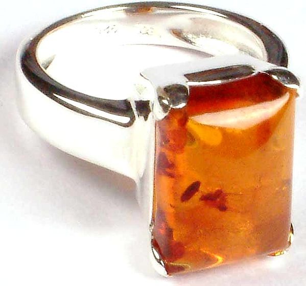 Rectangular Amber Ring