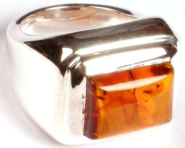Rectangular Amber Ring