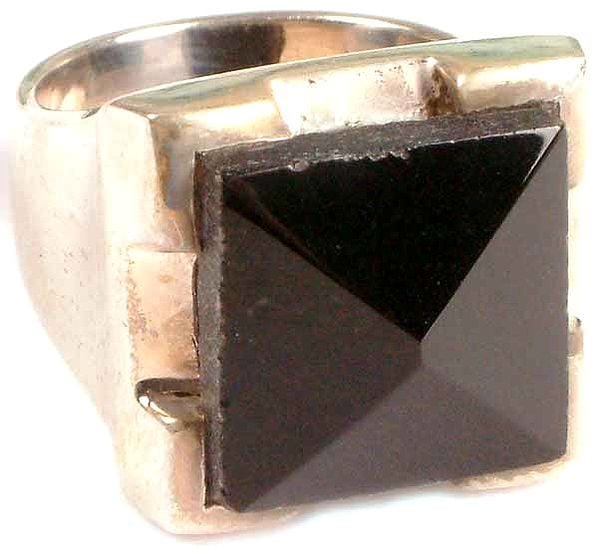 Rectangular Black Onyx Pyramidal Ring
