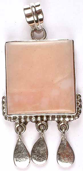 Rectangular Pink Opal Pendant with Sterling Dangles
