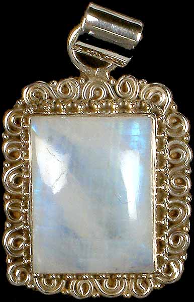 Rectangular Rainbow Moonstone Pendant