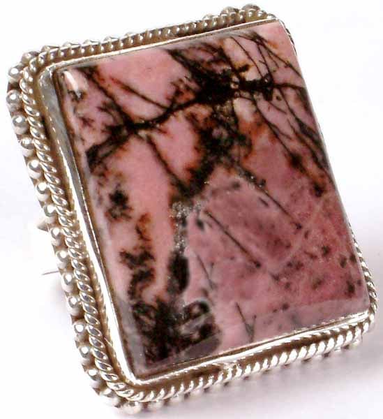 Rectangular Rhodochrosite Ring