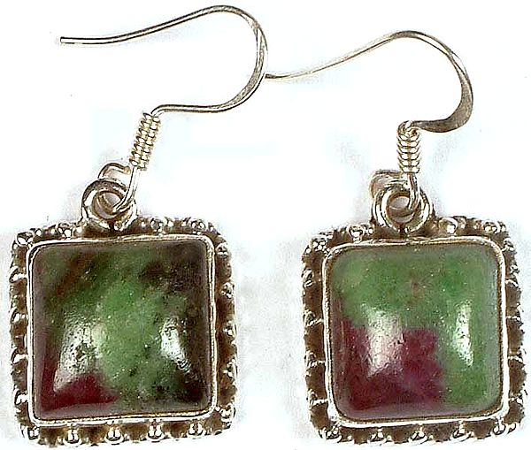 Rectangular Ruby Zoisite Earrings