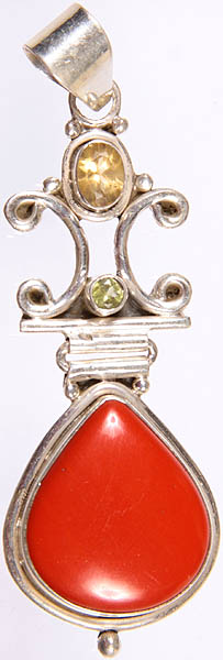 Redstone Crown Pendant with Citrine and Peridot