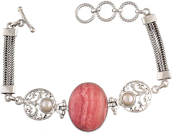 Rhodochrosite Bracelet with Pearl