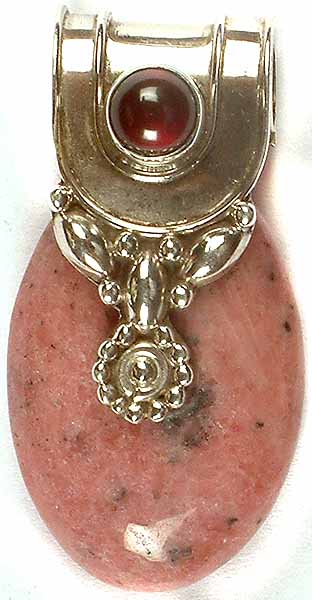 Rhodonite Pendant With Garnet