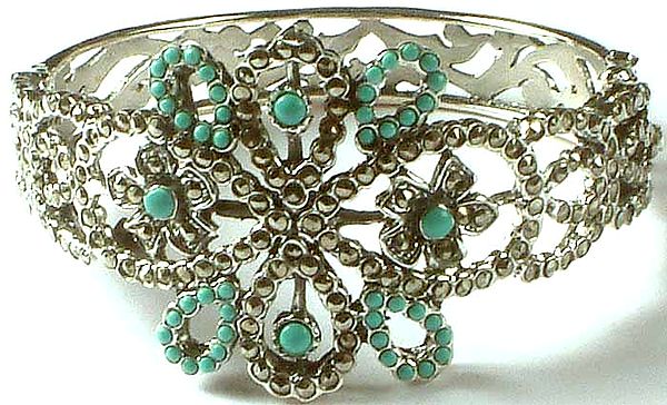 Robin's Egg Bangle with Marcasite
