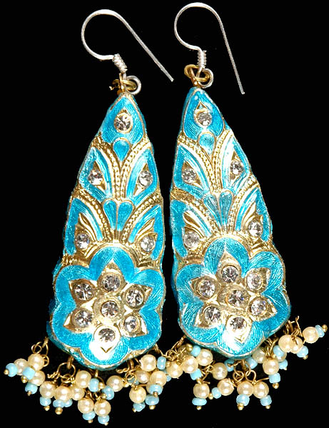 Robin's Egg Blue Floral Earrings with Dangles