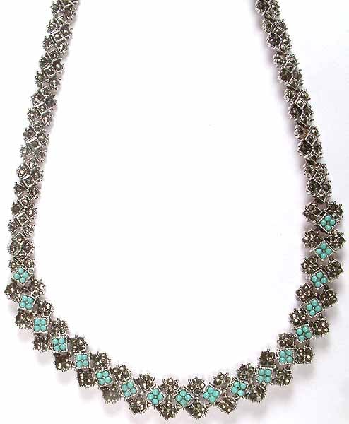 Robin's Egg Turquoise & Marcasite Necklace