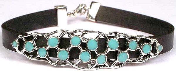 Robin's Egg Turquoise Bracelet with Leather