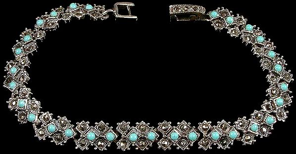 Robin's Egg Turquoise Bracelet with Marcasite