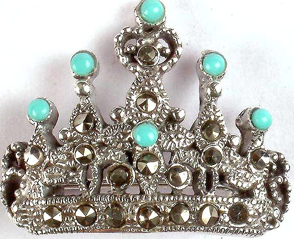 Robin's Egg Turquoise Crown Brooch