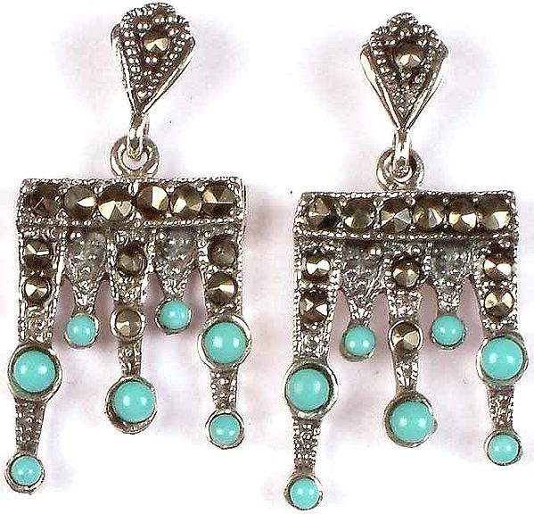 Robin's Egg Turquoise Earrings with Marcasite