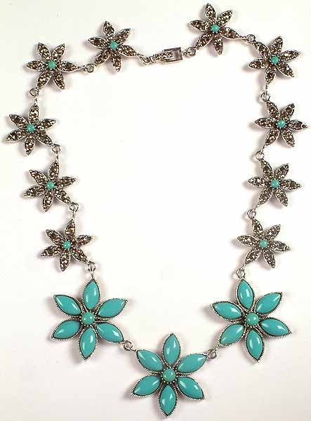 Robin's Egg Turquoise Floral Necklace