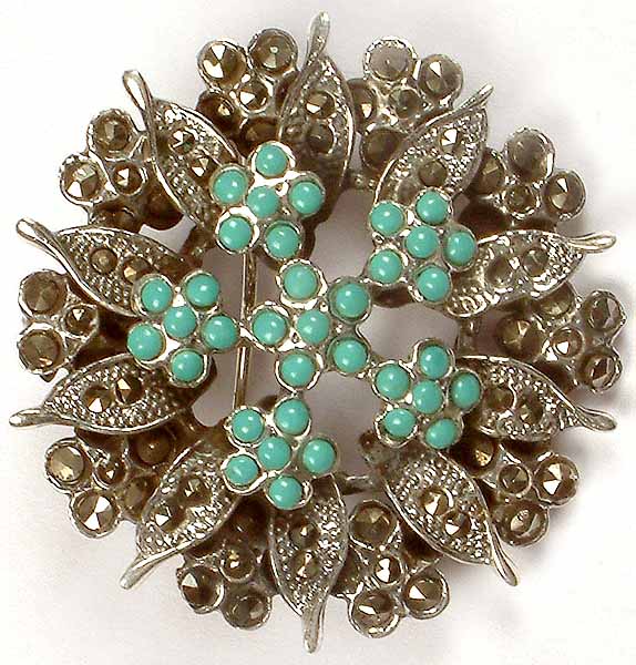 Robin's Egg Turquoise Flower Pendant Cum Brooch