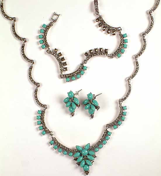 Robin's Egg Turquoise Necklace, Bracelet & Earrings Set