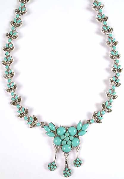 Robin's Egg Turquoise Necklace with Marcasite