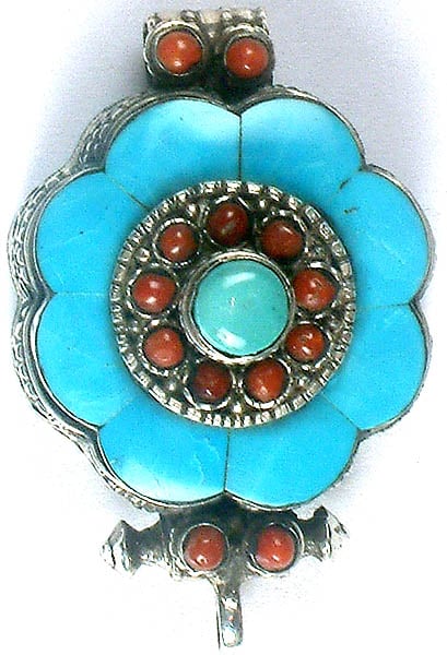 Robin's Egg Turquoise Pendant with Coral