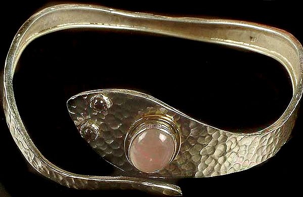 Rose Quartz & Garnet Serpent Bracelet With Dimples