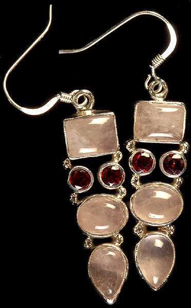Rose Quartz and Garnet Earrings