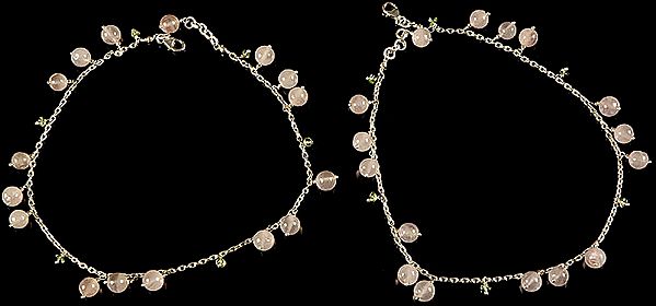 Rose Quartz and Peridot Anklets (Price Per Pair)