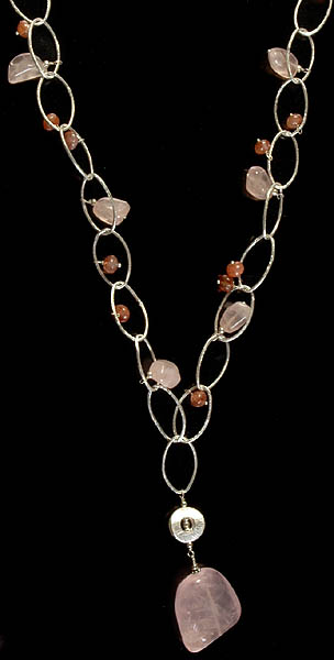 Rose Quartz and Sunstone Necklace