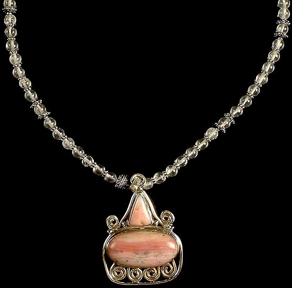 Rose Quartz Beaded Necklace With Pink Opal Pendant