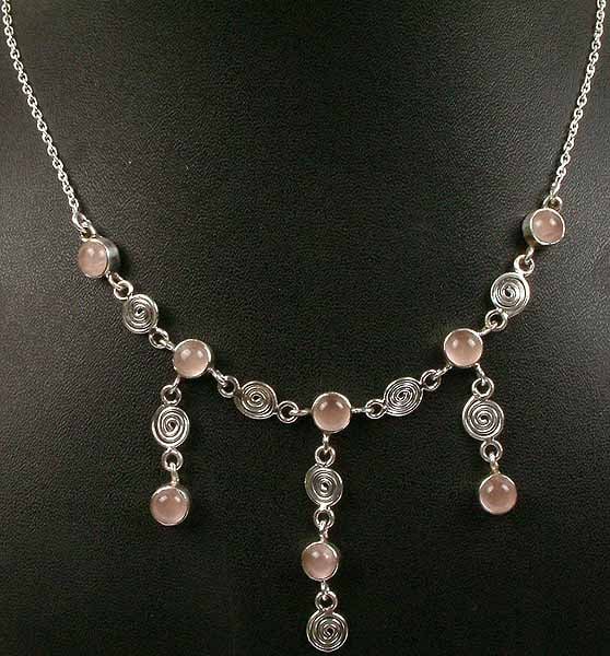 Rose Quartz Necklace with Dangles