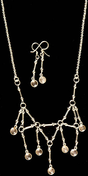Rose Quartz Necklace with Earrings Set
