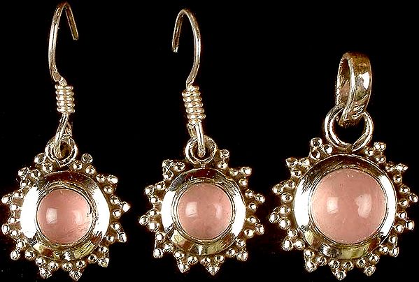 Rose Quartz Pendant & Earrings Set