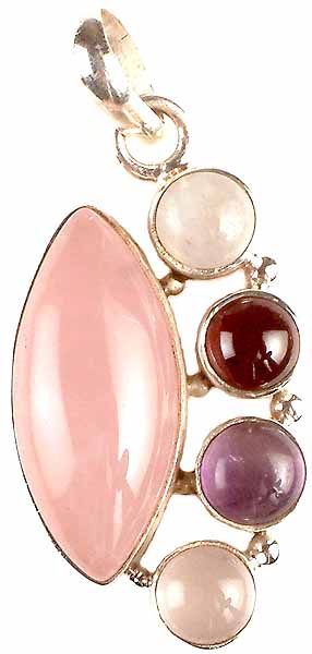 Rose Quartz Pendant with Gemstones