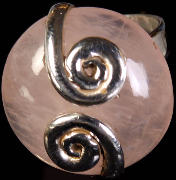 Rose Quartz Ring with Spiral