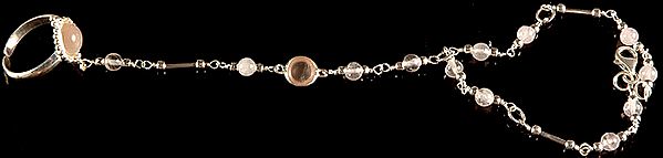 Rose Quartz Slave Bracelet Attached with Ring