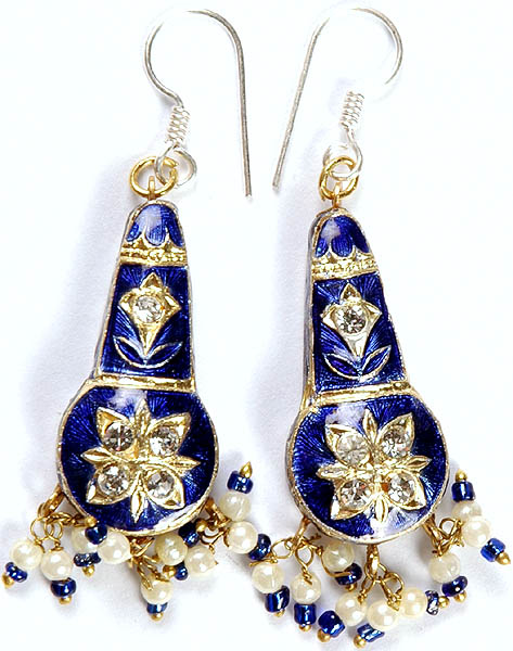 Royal Blue Floral Earrings