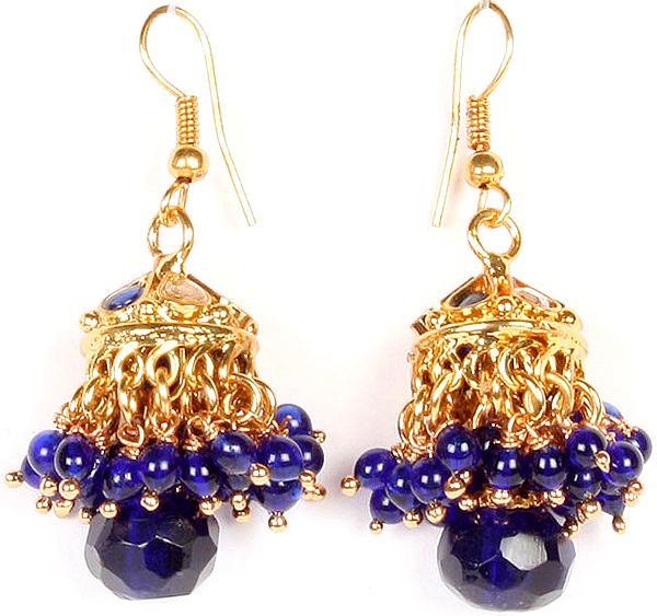 Royal-Blue Kundan Chandelier Earrings