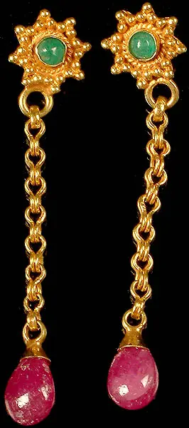 Ruby Earrings with Emerald